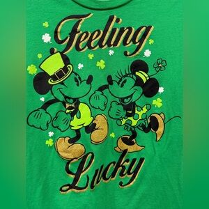 Disney Green Long Sleeve Tee with Mickey and Minnie Junior Size XXG